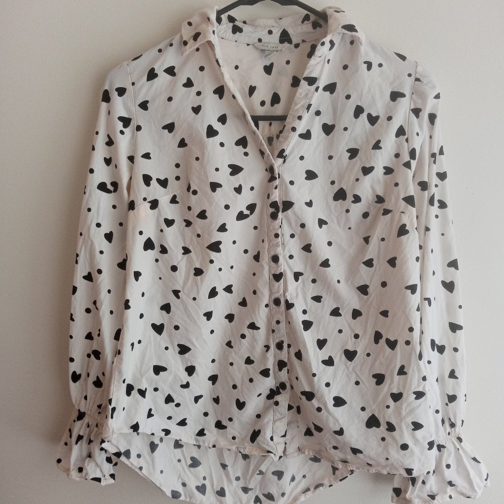 EST 1946 XS Heart Print Button Front Shirt
